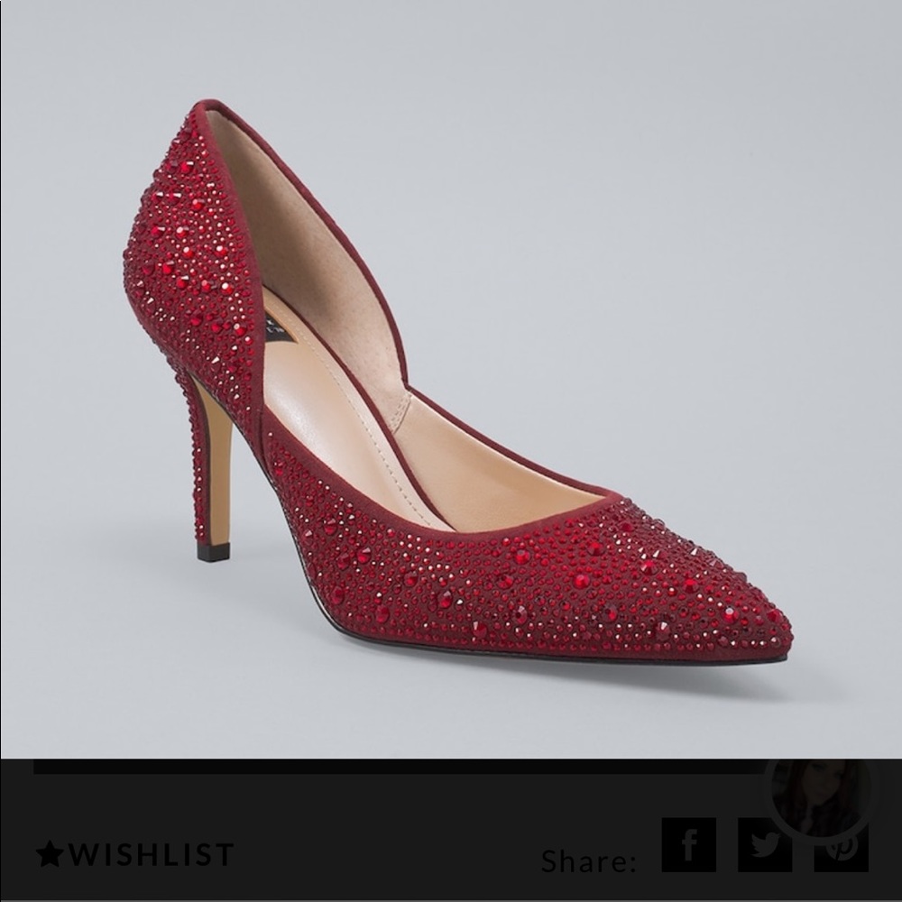WHBM Garnet Embellished Pumps
